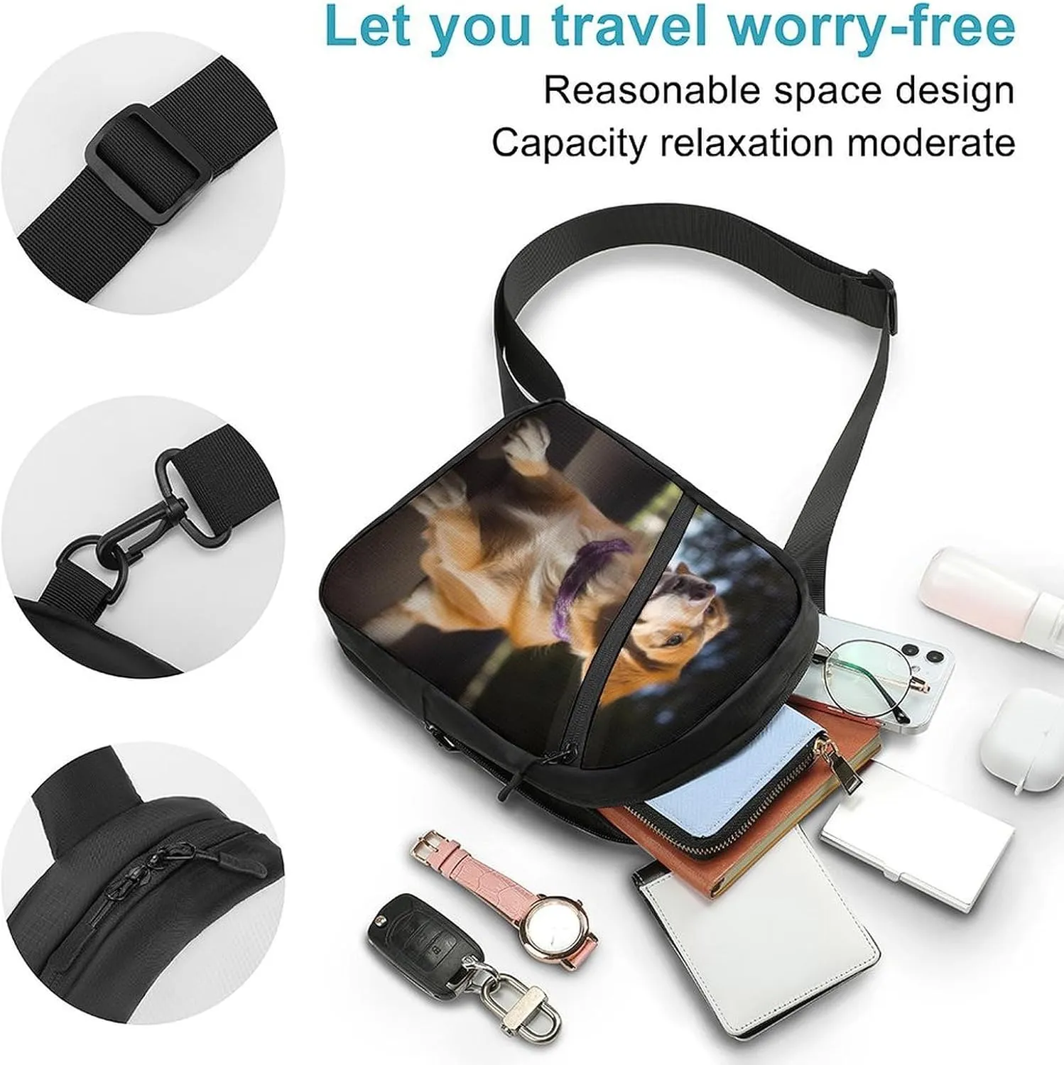 Sling Bag for Women Men Daypack Dog Chest Bag Crossbody Backpack for Hiking Travel