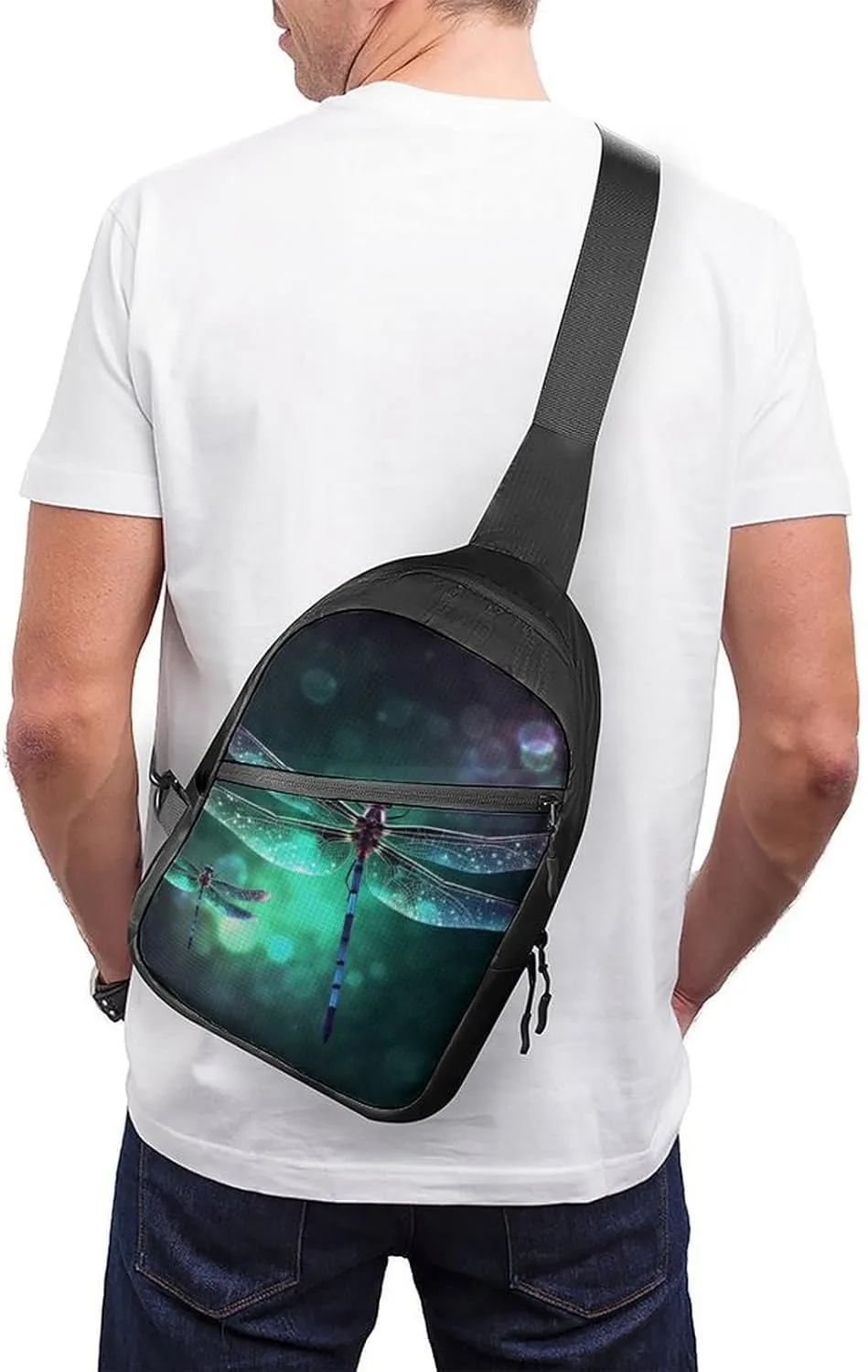 Sling Bag for Women Men Daypack Galaxy Animal Dragonfly Chest Bag Crossbody Backpack for Hiking Travel