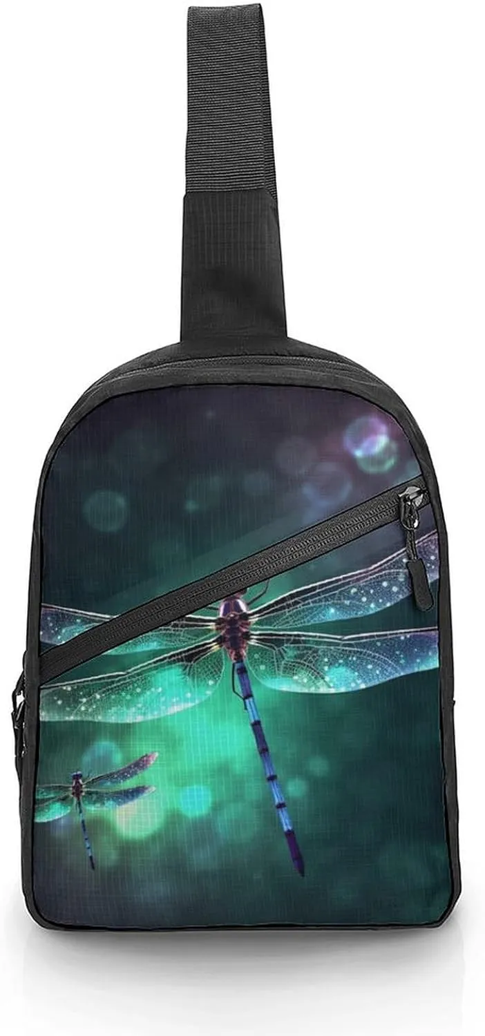 Sling Bag for Women Men Daypack Galaxy Animal Dragonfly Chest Bag Crossbody Backpack for Hiking Travel
