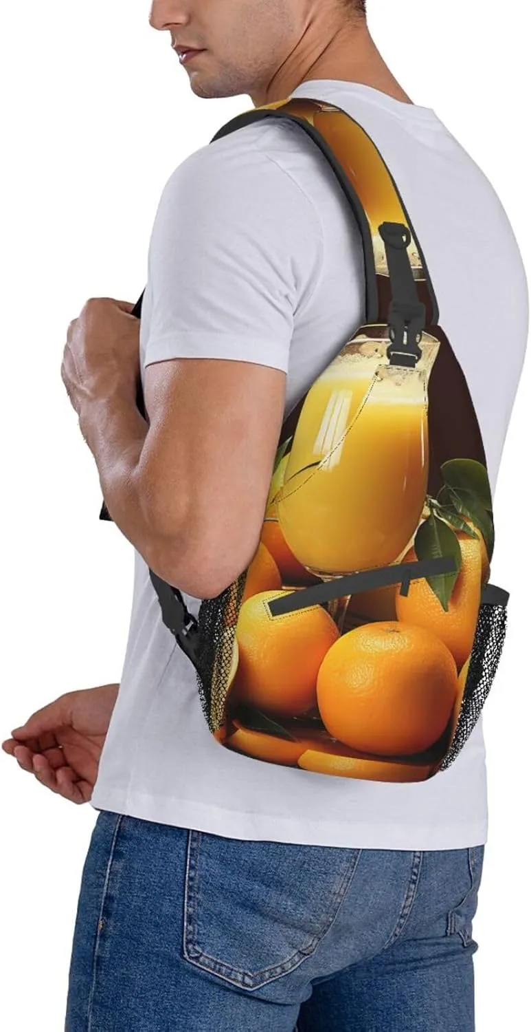 Sling Bag for Women Men Orange juice Cross Chest Bag Diagonally Casual Fashion Travel Hiking Daypack