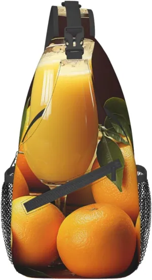 Sling Bag for Women Men Orange juice Cross Chest Bag Diagonally Casual Fashion Travel Hiking Daypack