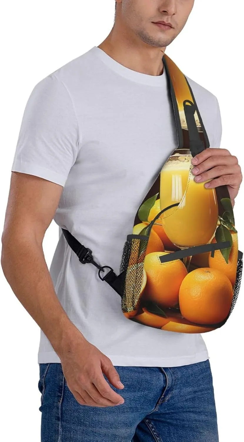 Sling Bag for Women Men Orange juice Cross Chest Bag Diagonally Casual Fashion Travel Hiking Daypack