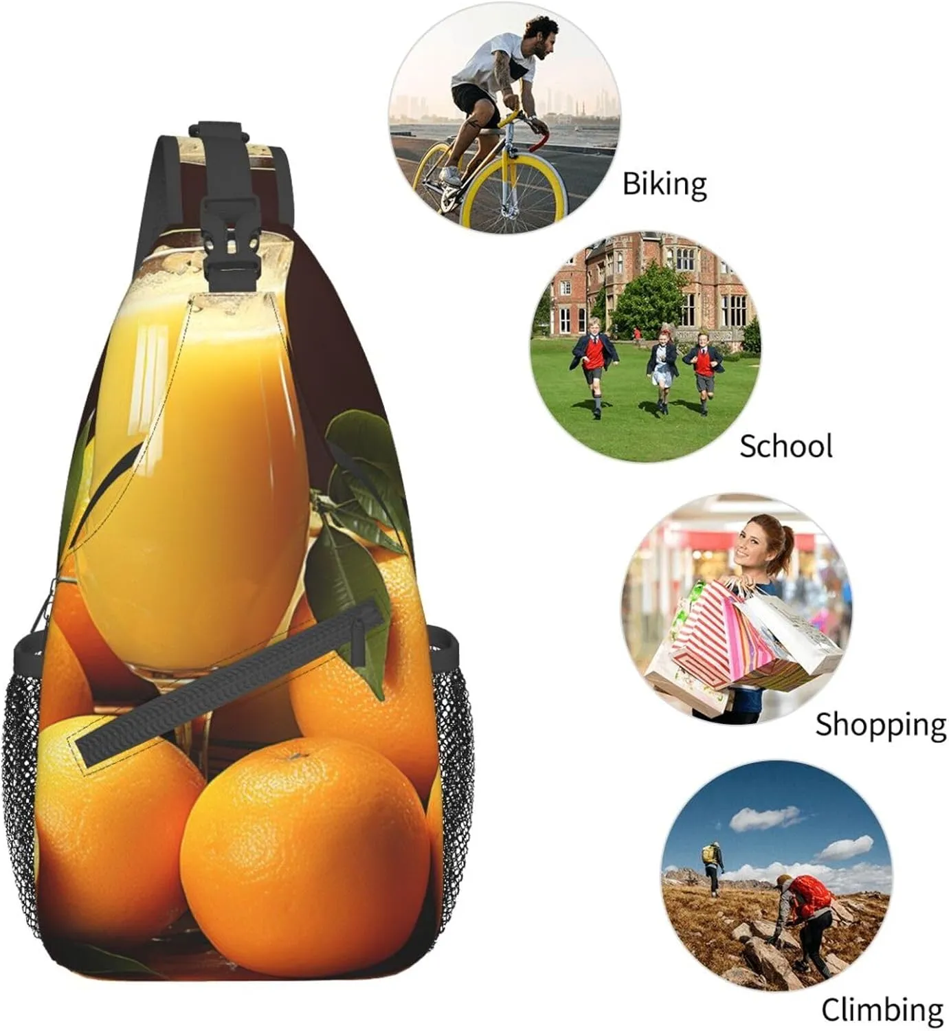 Sling Bag for Women Men Orange juice Cross Chest Bag Diagonally Casual Fashion Travel Hiking Daypack