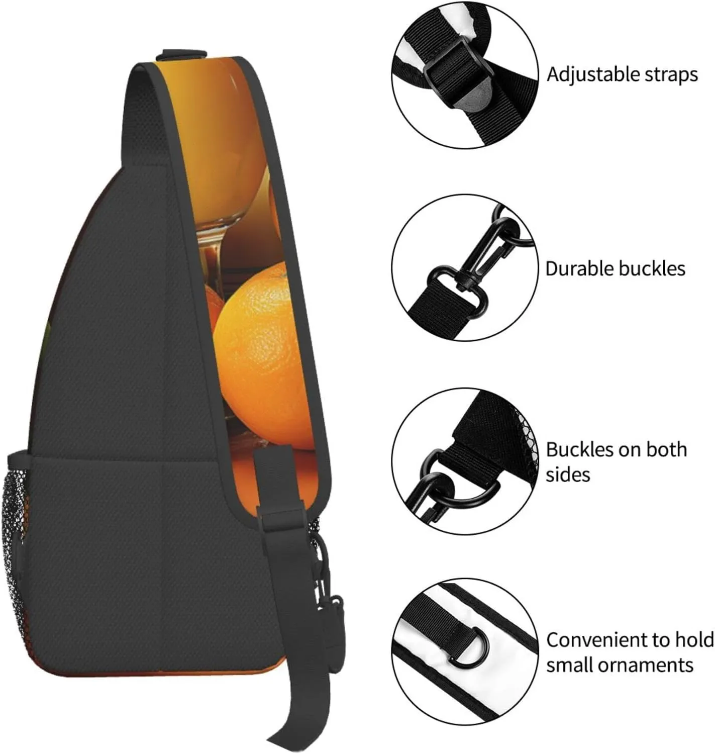 Sling Bag for Women Men Orange juice Cross Chest Bag Diagonally Casual Fashion Travel Hiking Daypack