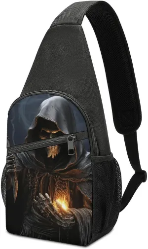 Sling Bag Grim-Reaper Crossbody Bag Sling Backpack Chest Bag Casual Daypack for Travel Hiking