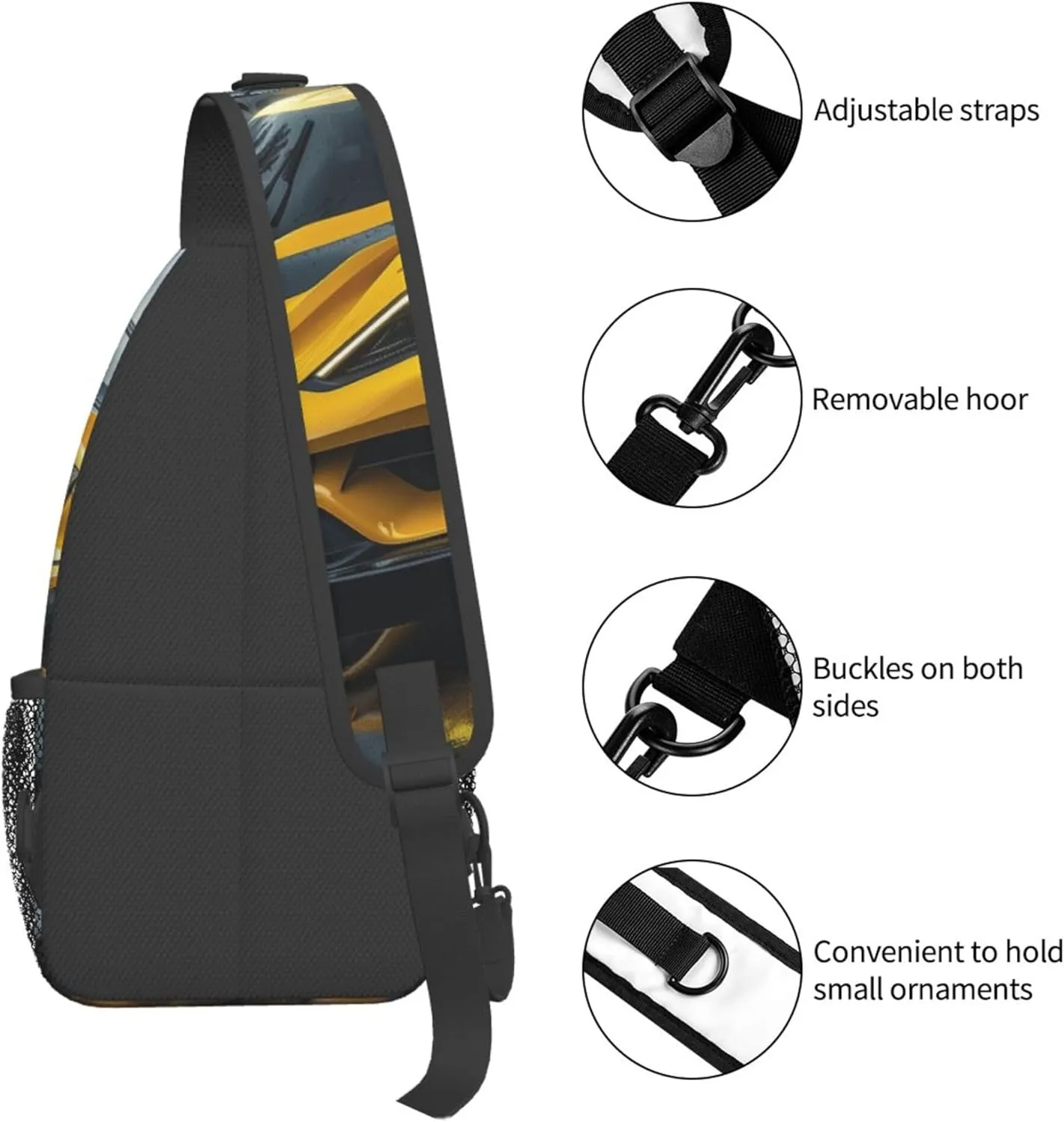Sling Bag Race Car Print Crossbody Chest Backpack for Men and Women Lightweight Travel Hiking Gym Daypack Shoulder Bag for Cycling