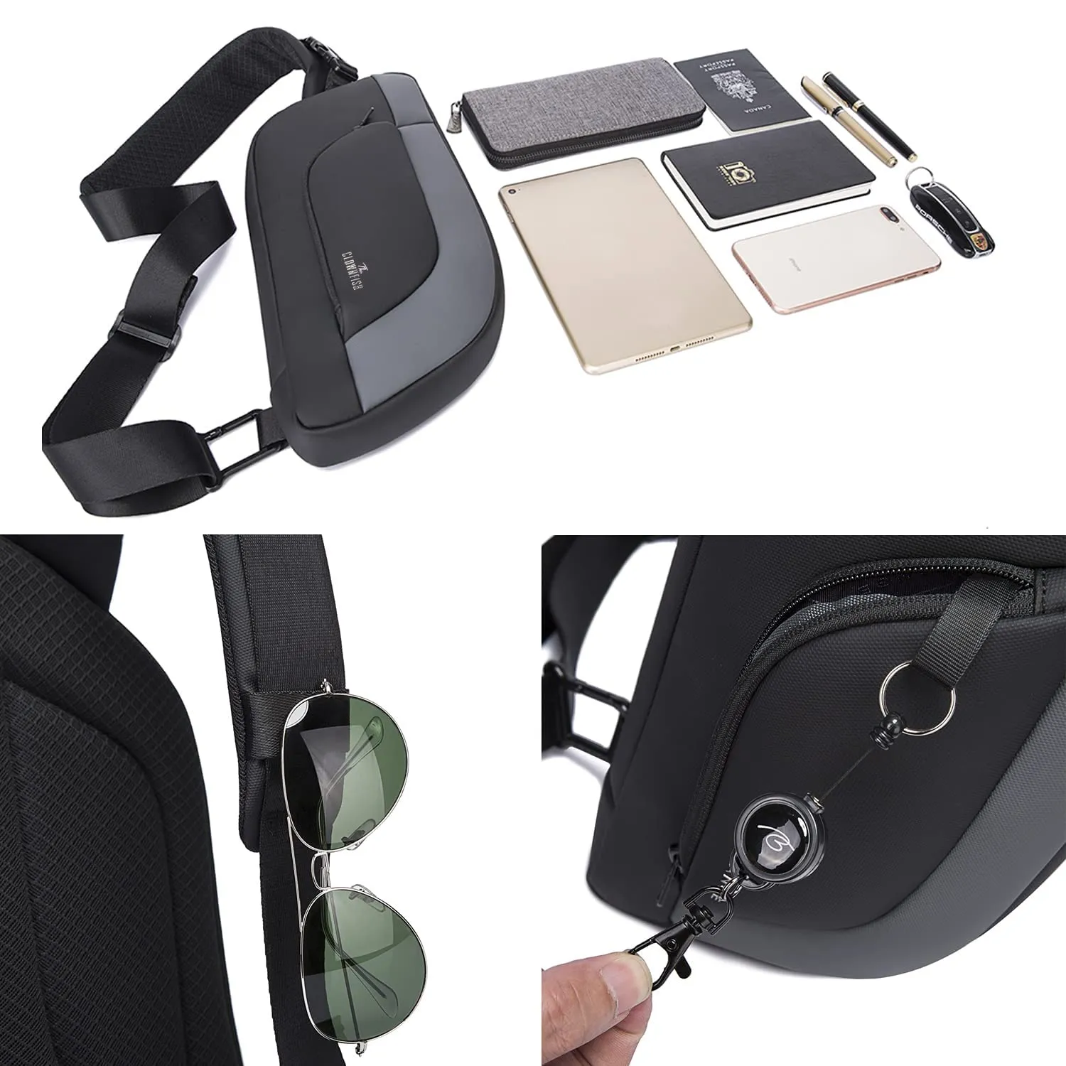 Sling Bag - Water Resistant, Multipurpose Storage | 5L Capacity | Grey