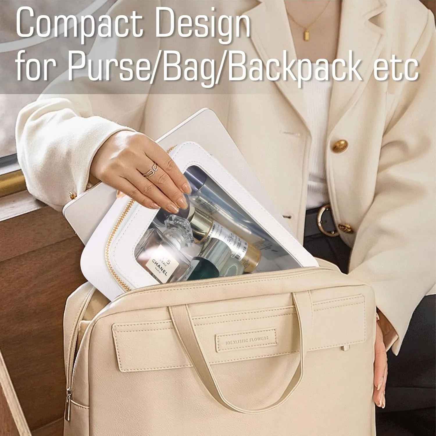 Small Clear Toiletry Bag Cosmetic Bag Makeup Bag Set with Zipper for Purse,Waterproof Travel Toiletry Bag Makeup Bag Organizer Case for Women Car Organizer