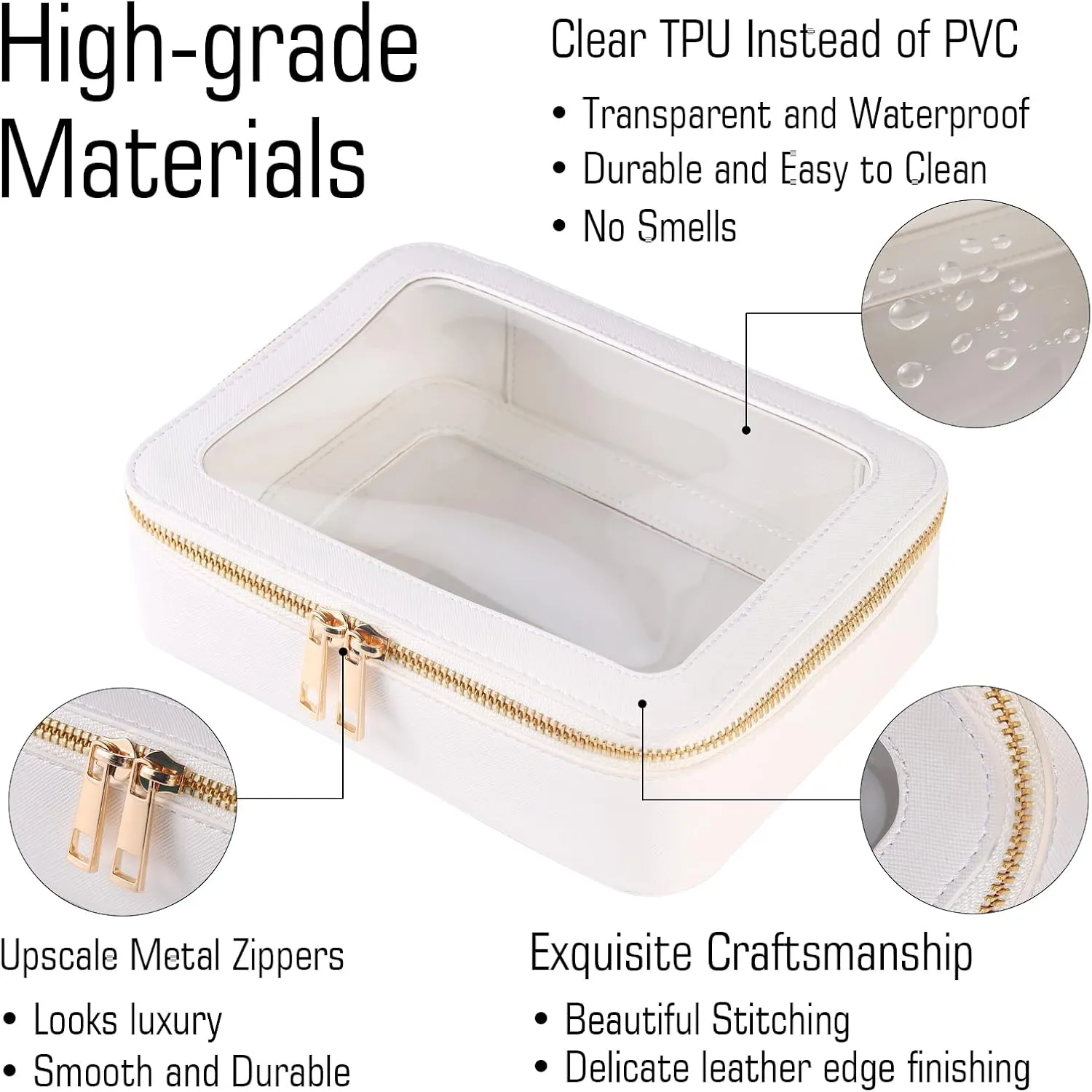 Small Clear Toiletry Bag Cosmetic Bag Makeup Bag Set with Zipper for Purse,Waterproof Travel Toiletry Bag Makeup Bag Organizer Case for Women Car Organizer