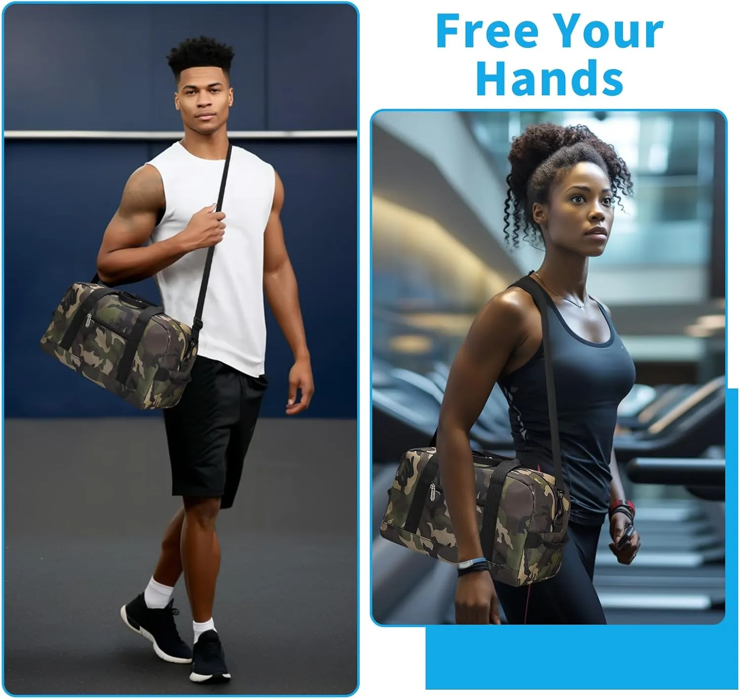 Small Gym Bag 14 inch lightweight Carry On Mini Duffel Bag for Travel Sport - Camouflage