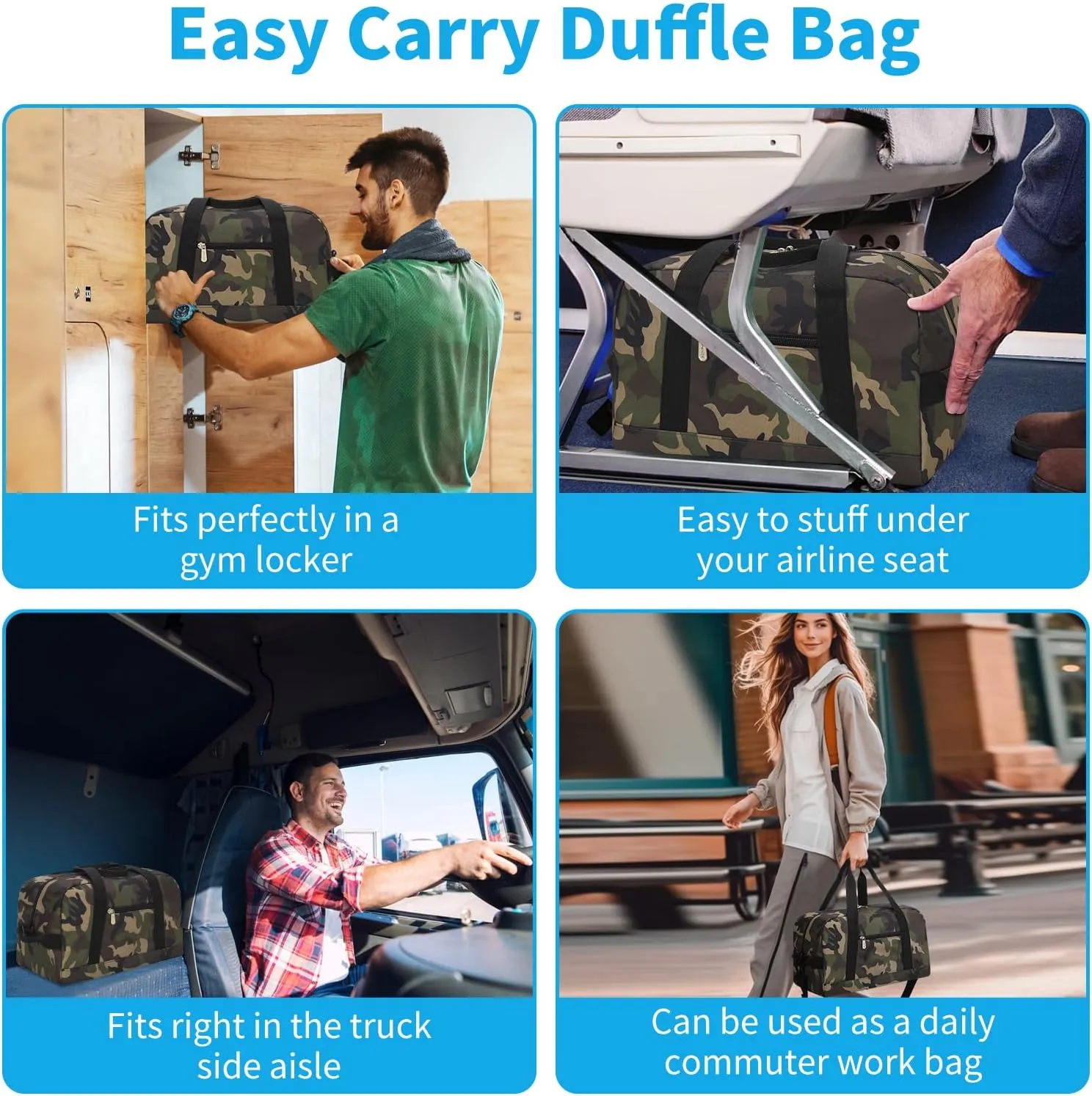 Small Gym Bag 14 inch lightweight Carry On Mini Duffel Bag for Travel Sport - Camouflage