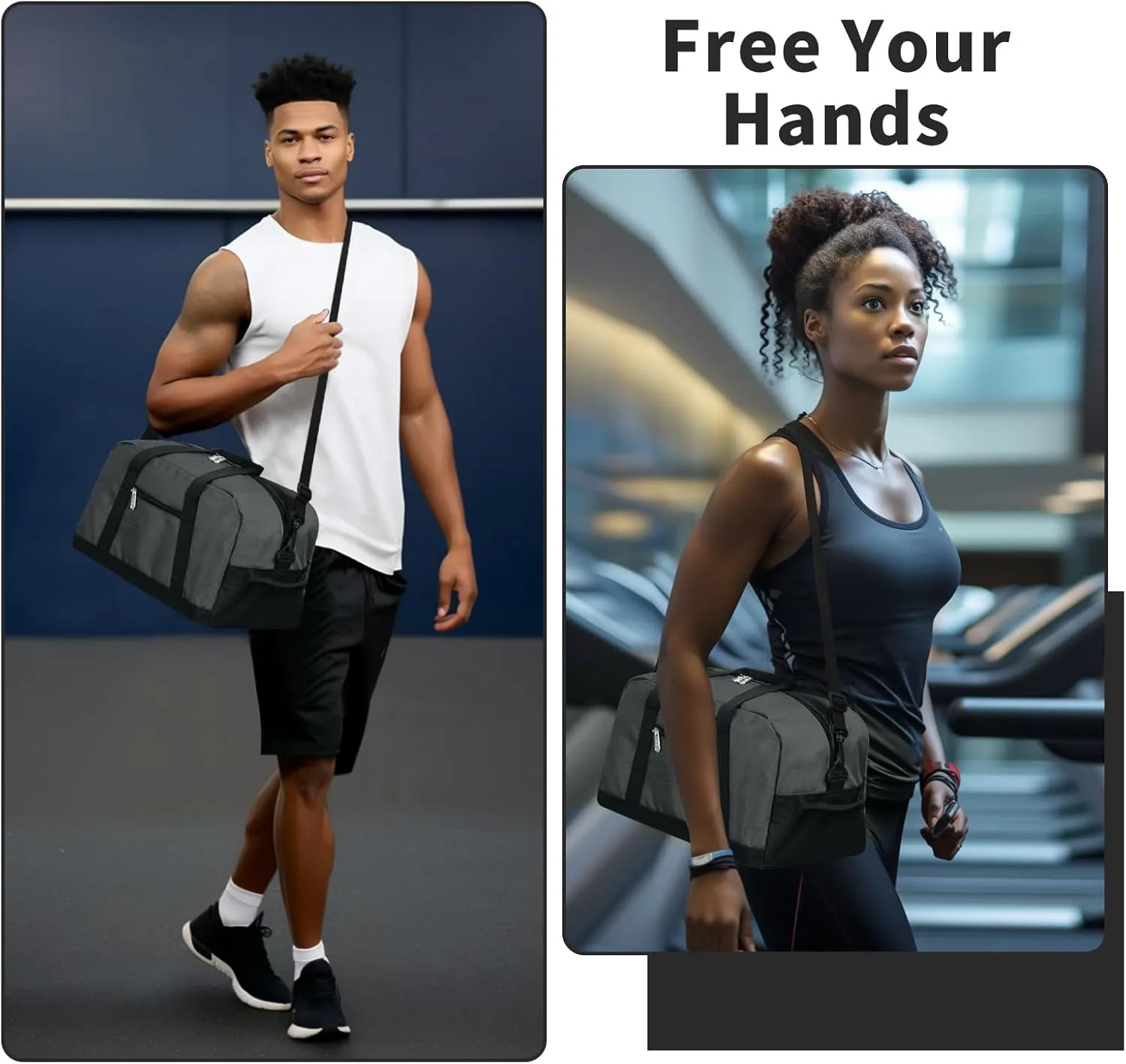Small Gym Bag 14 inch lightweight Carry On Mini Duffel Bag for Travel Sport - Dark Grey