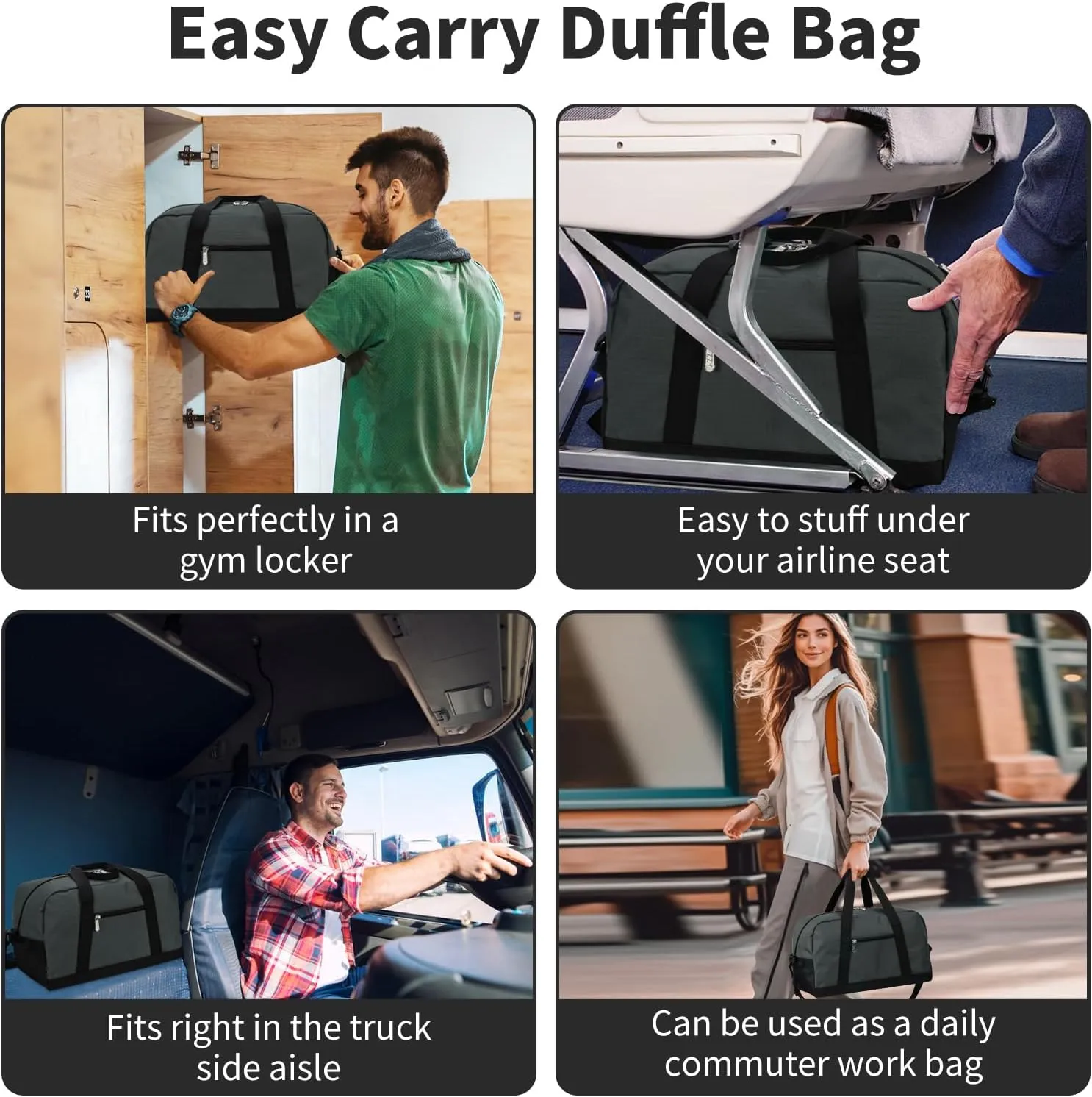 Small Gym Bag 14 inch lightweight Carry On Mini Duffel Bag for Travel Sport - Dark Grey