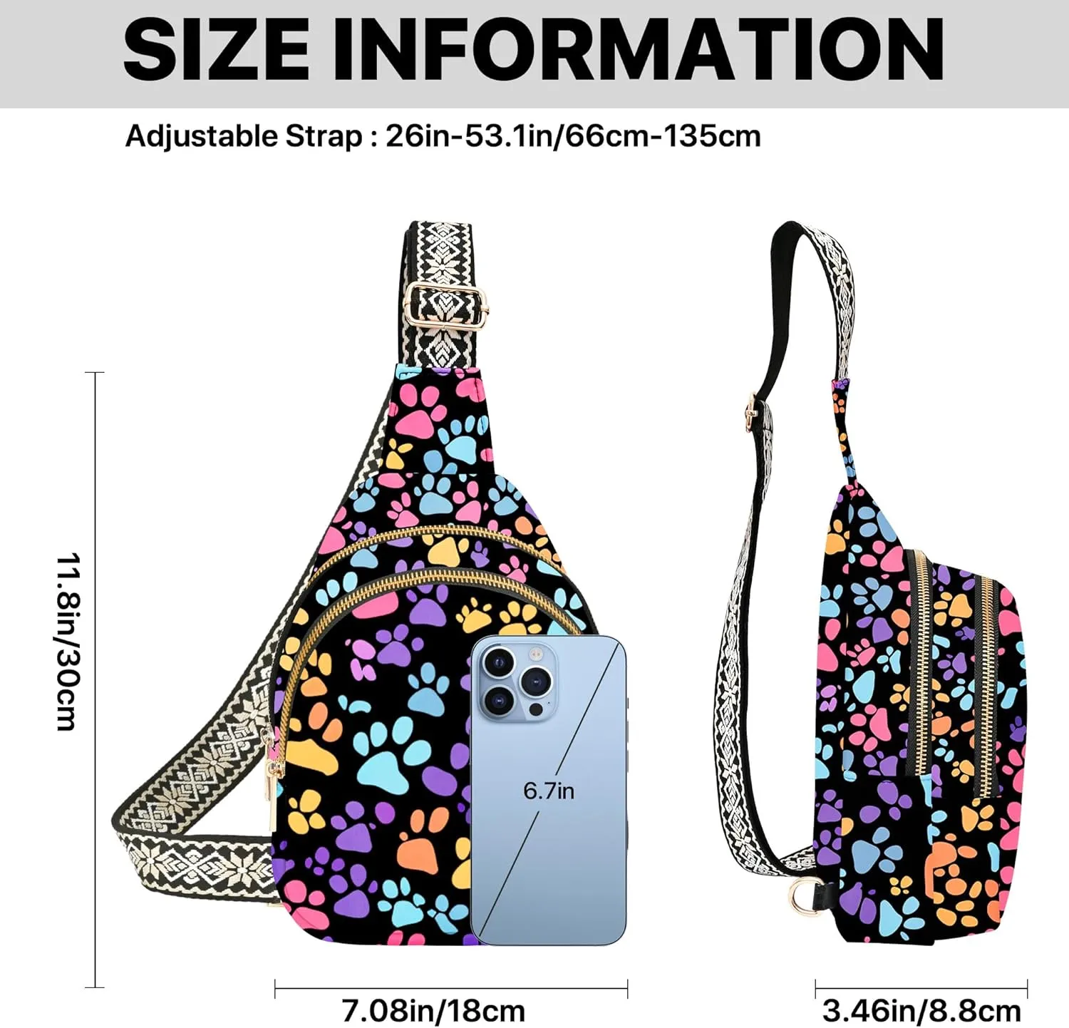 Small Leather Sling Bag for Women Crossbody Fanny Pack Travel Casual Chest Bag with Adjustable Strap