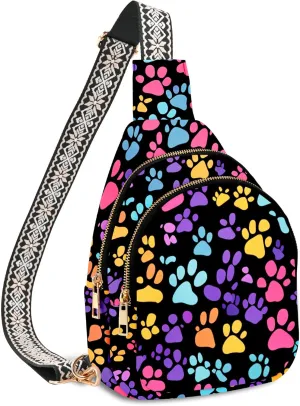 Small Leather Sling Bag for Women Crossbody Fanny Pack Travel Casual Chest Bag with Adjustable Strap