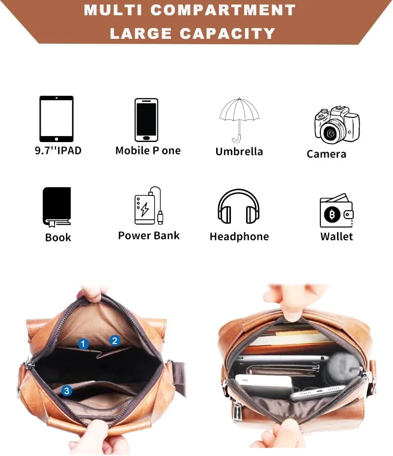 Small Messener Bag for Men, Man Purse Crossbody Shoulder Bags, Men Casual Sling Pack Men Briefcase for Work Business Travel