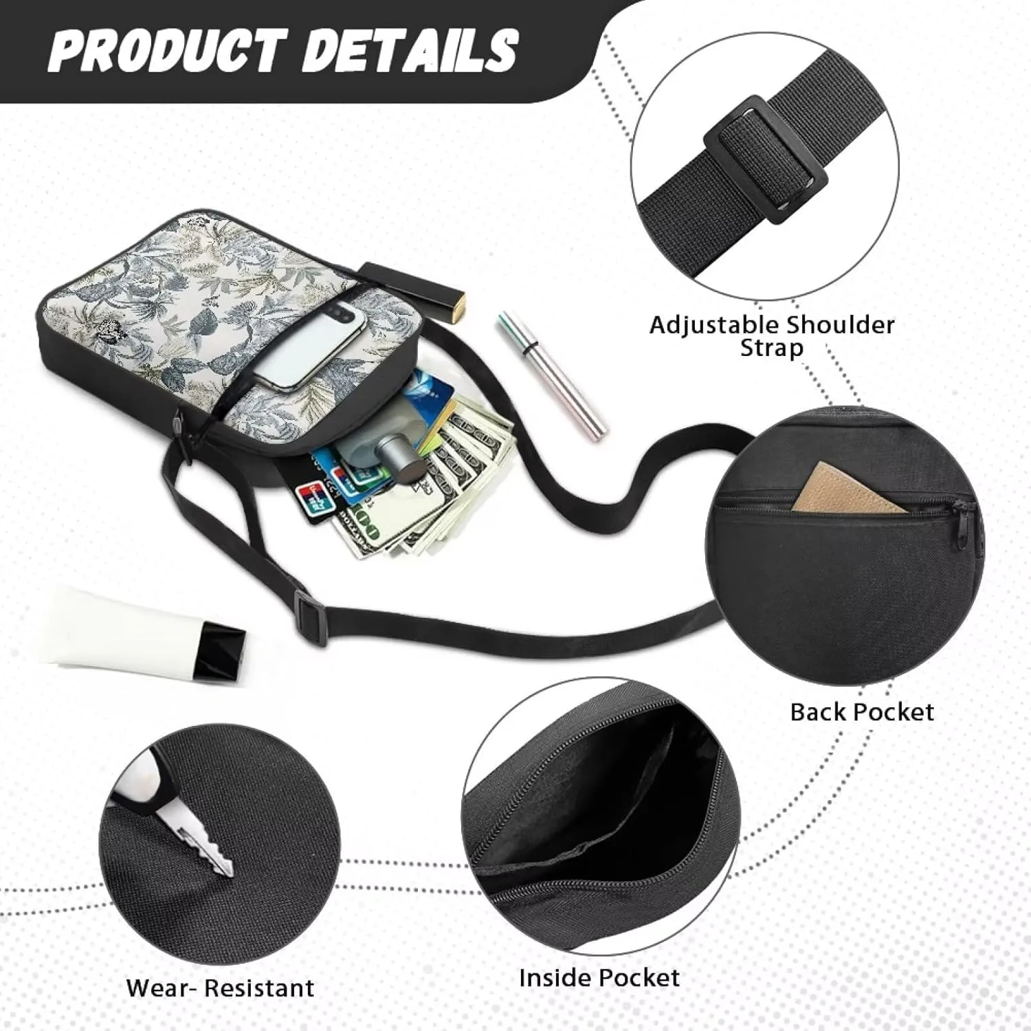 Small Messenger Bag for Men Women Wallet Purse Cell Phone Purse Shoulder Bag for Phone Passport