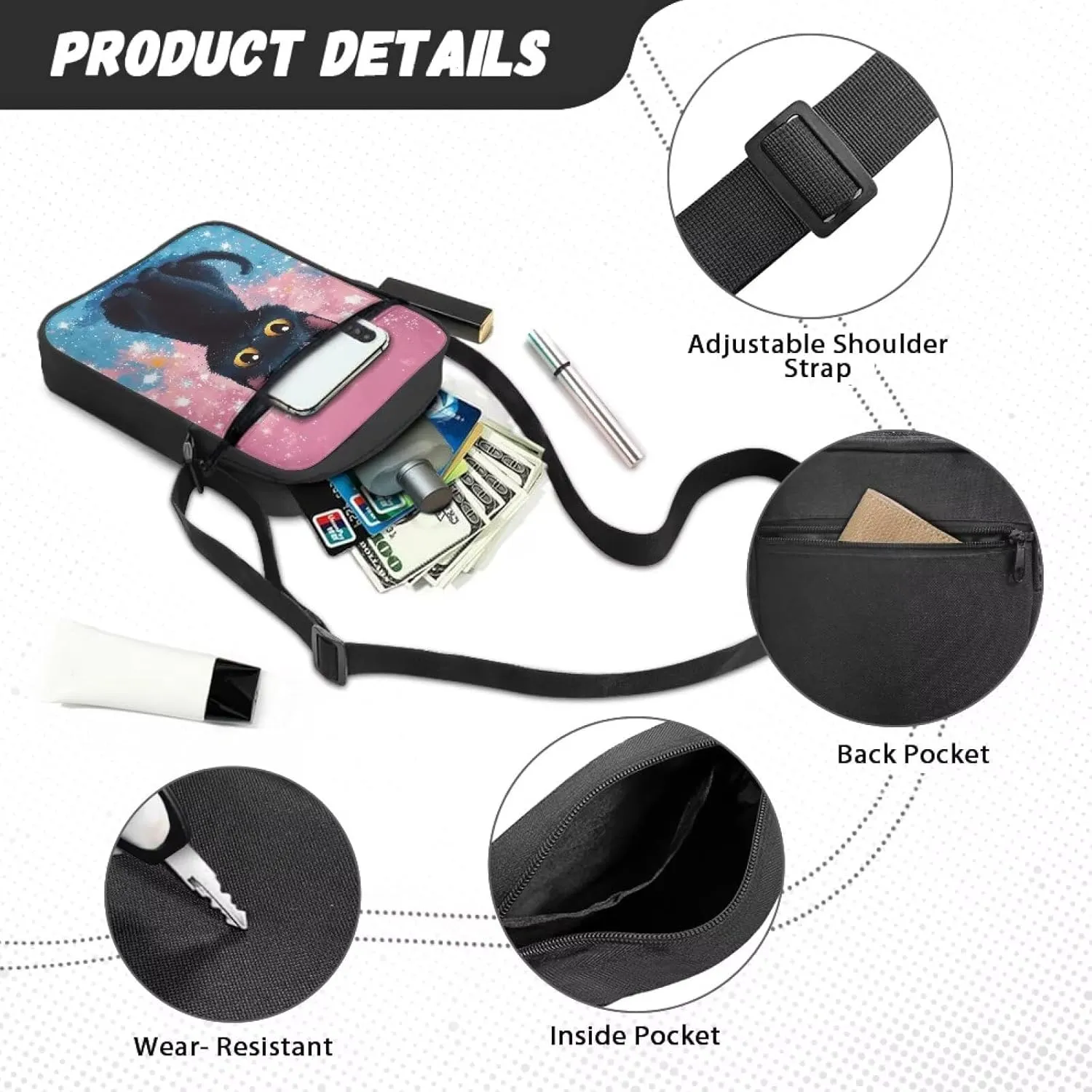 Small Messenger Bag for Men Women Wallet Purse Cell Phone Purse Shoulder Bag for Phone Passport