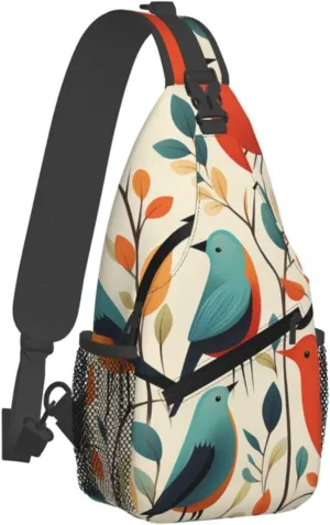 Small Sling Bag Sling Backpack for Women Men Chest Bag Flock of Birds Crossbody Shoulder Bag Hiking Daypack