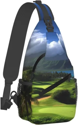 Small Sling Bag Sling Backpack for Women Men Chest Bag Scenic Hawaii Golf Tropical Crossbody Shoulder Bag Hiking Daypack