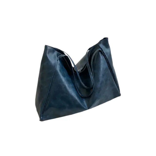Solid Shoulder Tote Bag Double Handle Minimalist PU