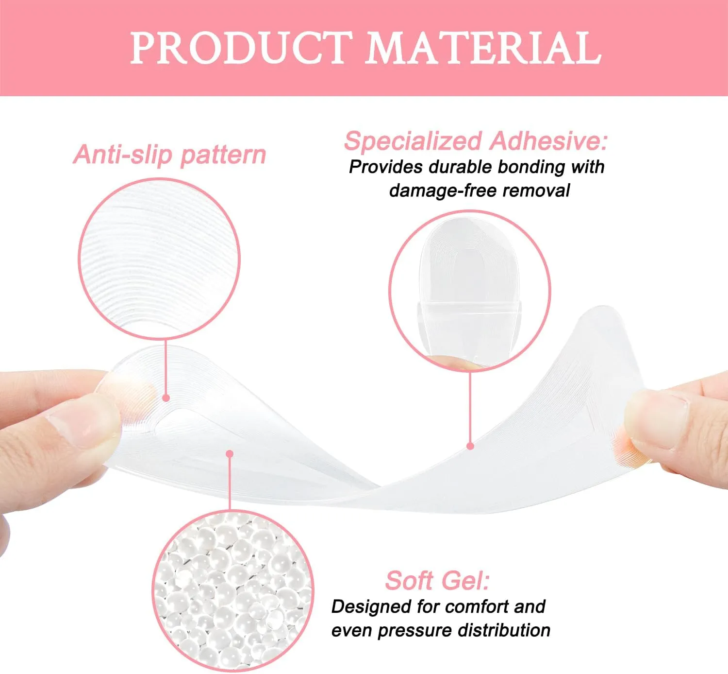 SOPROM Weight Shifting Insoles for High Heels, Transparency Gel Inserts Comfort Pads for Women Foot Pain Relief