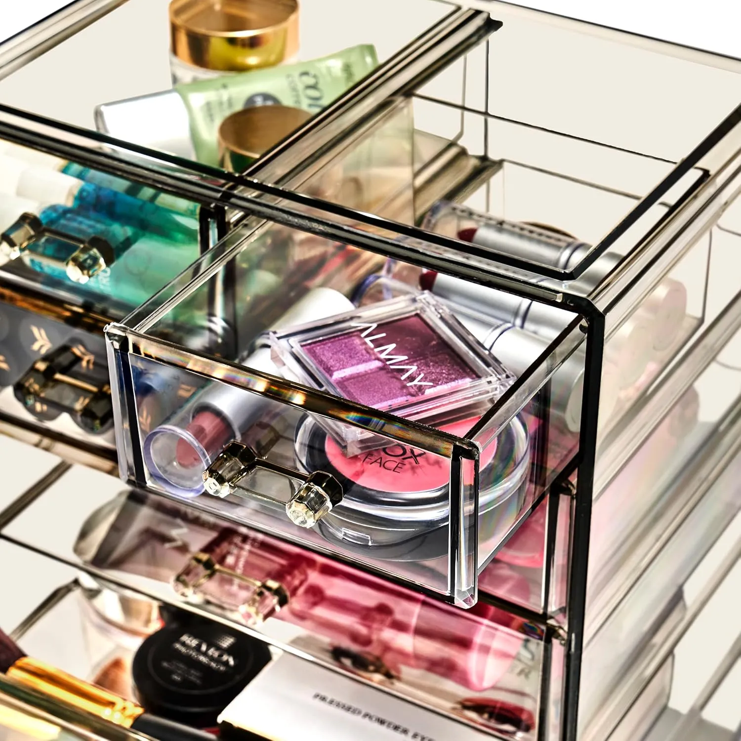 Sorbus Acrylic Makeup Organizer - Organization and Storage Case for Cosmetics Make Up & Jewelry - Big Clear Makeup Organizer for Vanity, Bathroom, College Dorm, Closet, Desk (3 Large, 4 Small Drawers)