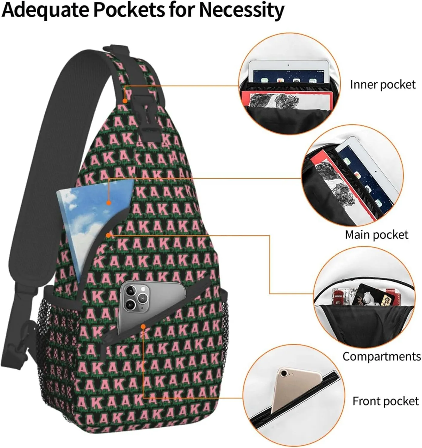 Sorority Gifts Unisex Crossbody Backpack Sling Bag chest bag for Hiking Traveling Outdoor Daypack