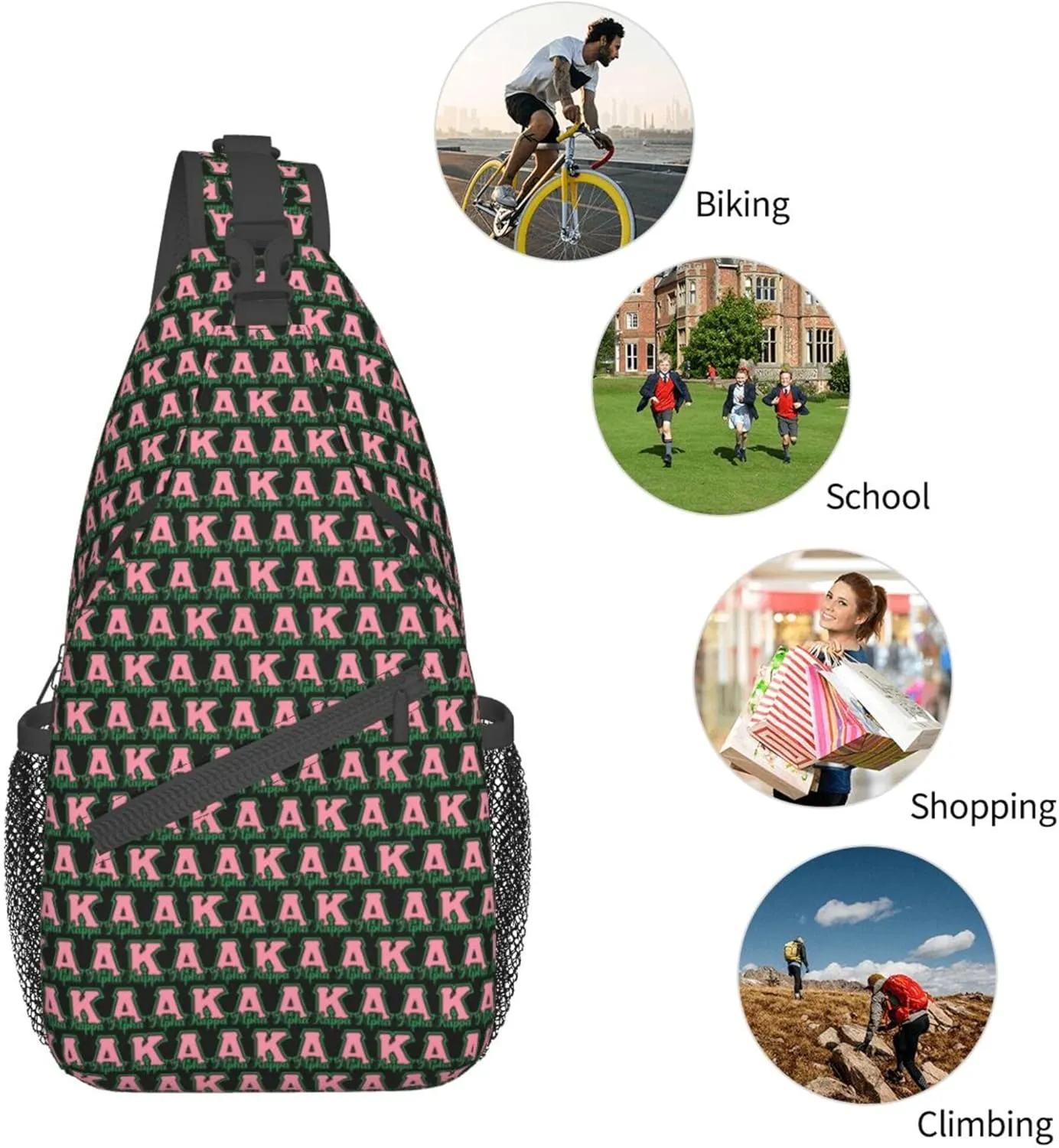 Sorority Gifts Unisex Crossbody Backpack Sling Bag chest bag for Hiking Traveling Outdoor Daypack