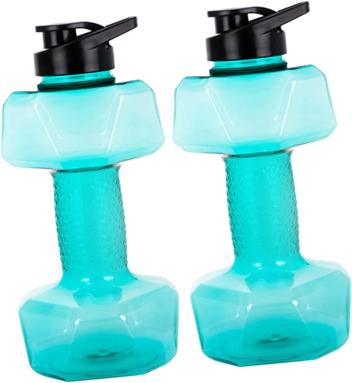 Sosoport 2Pcs Dumbbell Shaped Fitness Water Bottles Portable Sports Hydration Kettles Durable Pe Material Water Organizers for Gym Yoga Office and Travel Use Transparent
