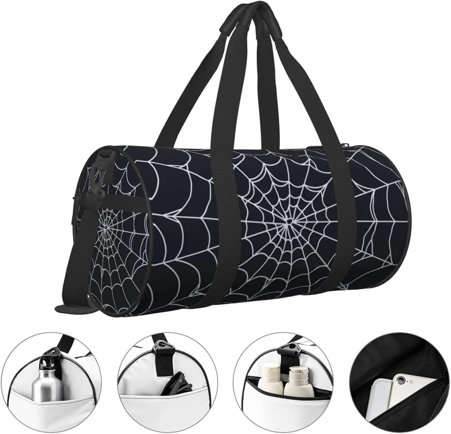 Spiral Spider Web Sports Gym Bag Halloween Travel Duffel Bag Shoes Compartment For Men Women Foldable Lightweight Yoga Gym Sports Bag