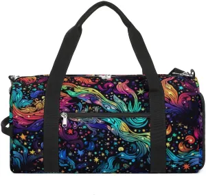 Sport Gym Duffel with Shoe Compartment Wet Pocket, Colorful-constelations-pattern Shoulder Travel Bag for Women Men, style-2
