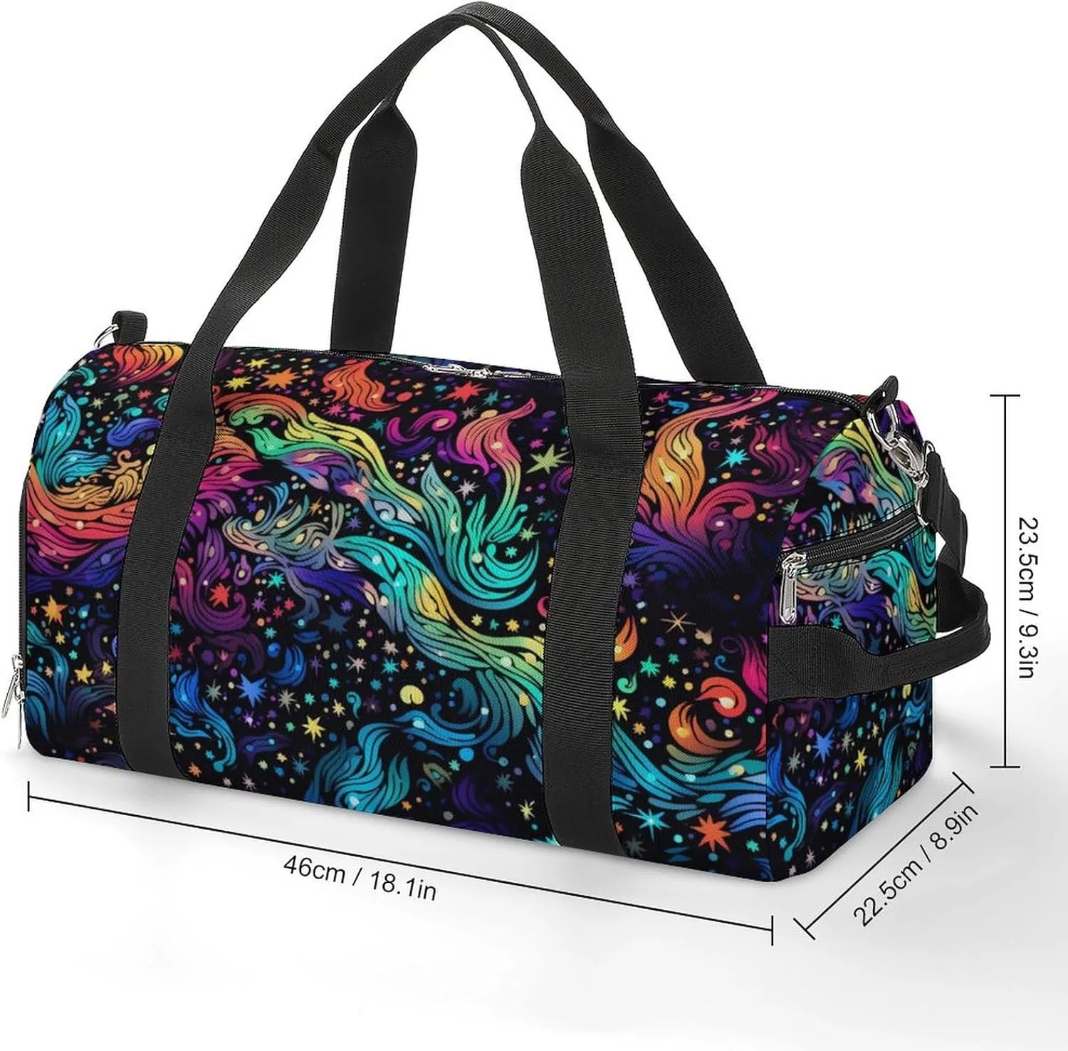 Sport Gym Duffel with Shoe Compartment Wet Pocket, Colorful-constelations-pattern Shoulder Travel Bag for Women Men, style-2