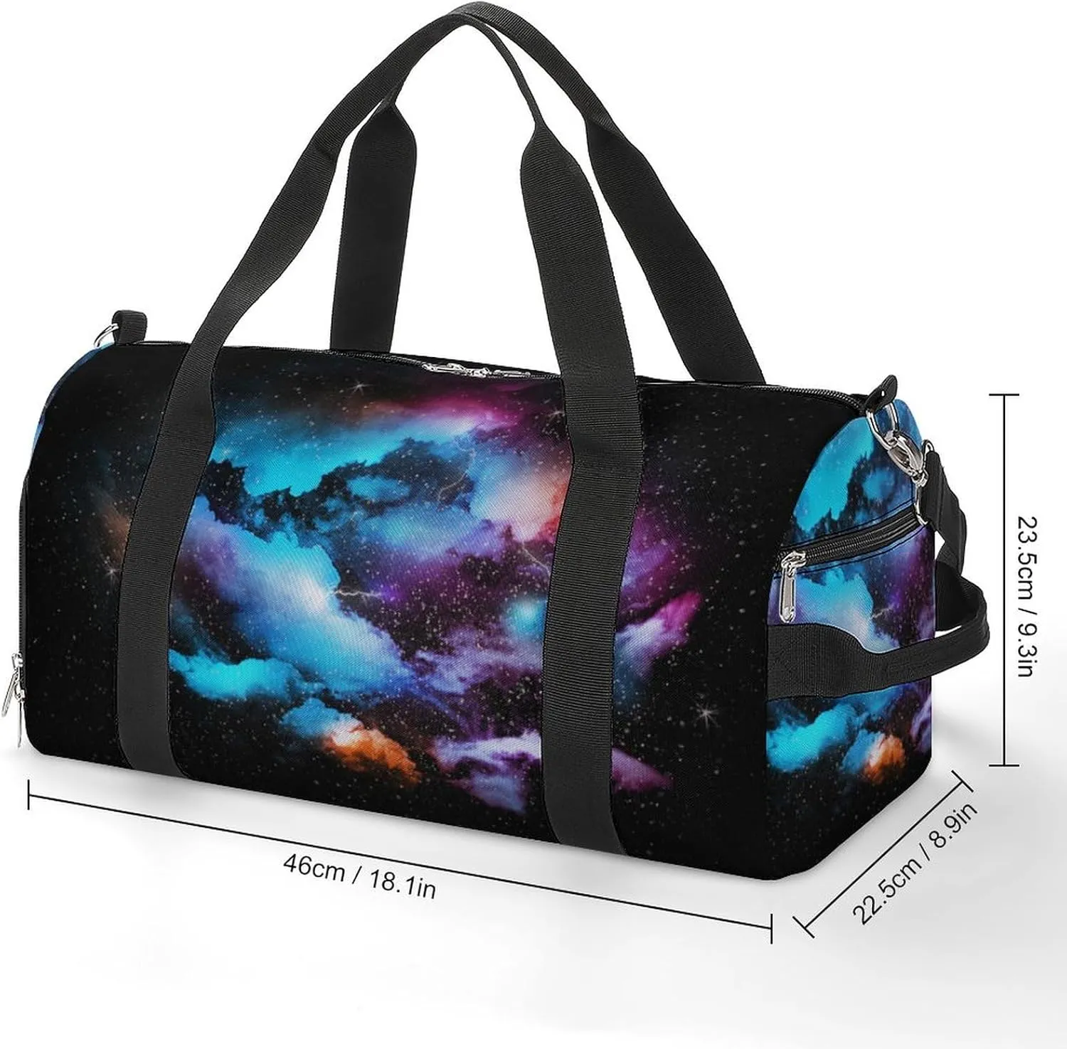 Sport Gym Duffel with Shoe Compartment Wet Pocket, Colorful-universe-textured Shoulder Travel Bag for Women Men