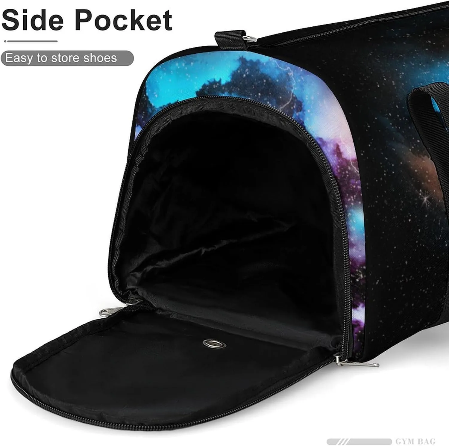 Sport Gym Duffel with Shoe Compartment Wet Pocket, Colorful-universe-textured Shoulder Travel Bag for Women Men