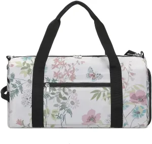 Sport Gym Duffel with Shoe Compartment Wet Pocket, Spring-flower Shoulder Travel Bag for Women Men