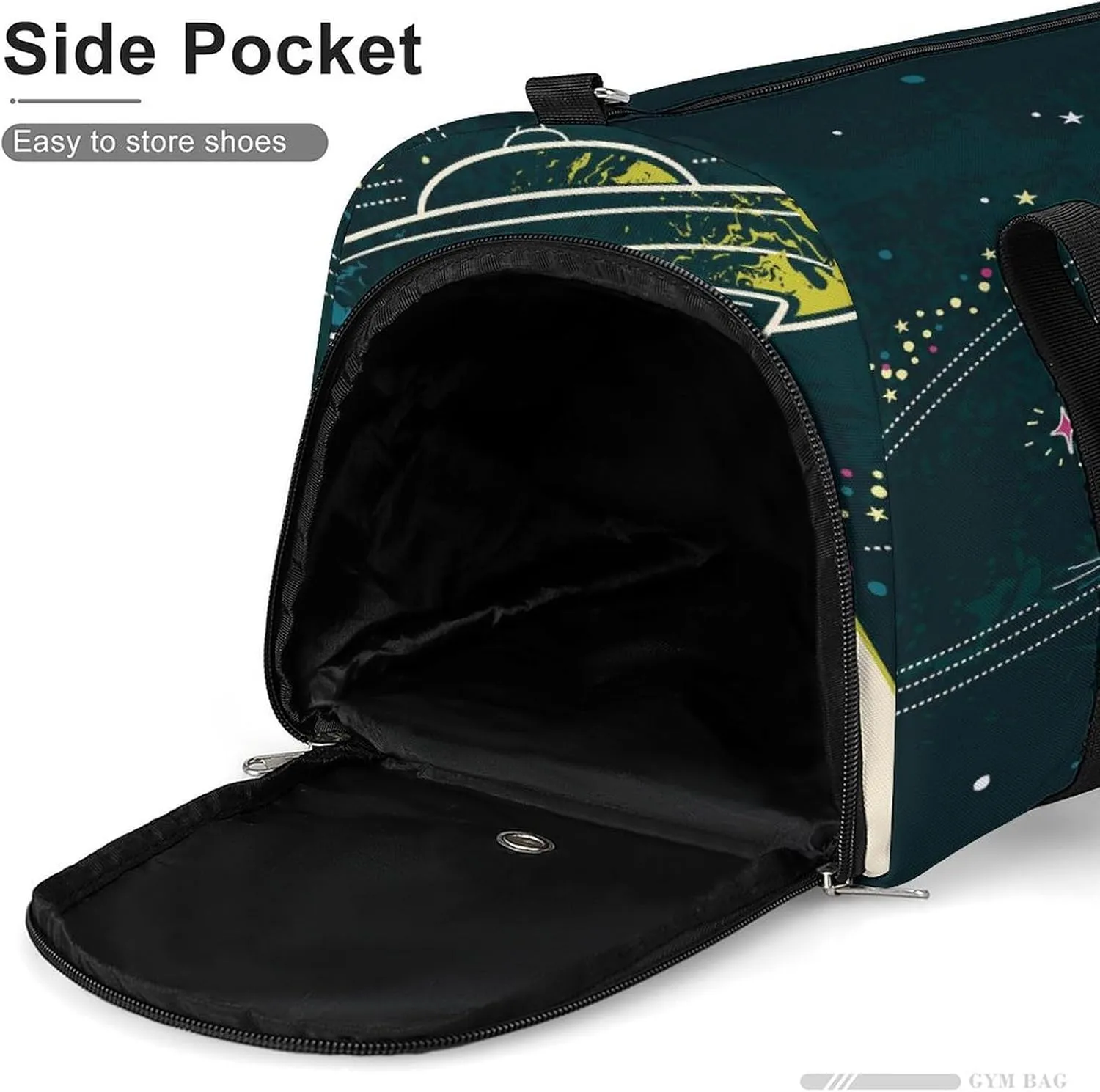Sport Gym Duffel with Shoe Compartment Wet Pocket, Ufos-spaces-stars Shoulder Travel Bag for Women Men, style-2