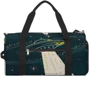 Sport Gym Duffel with Shoe Compartment Wet Pocket, Ufos-spaces-stars Shoulder Travel Bag for Women Men, style-2