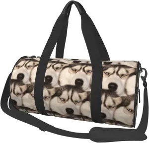 Sports Duffel Bag Funny-Boring-Siberian-Husky-Dog Foldable Travel Tote Bag Weekender Sleepover Carry On Bag