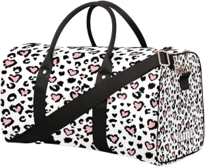 Sports Gym Duffel Bag Customized Name for Women & Men, Animal Skin Cattle Waterproof Tote Beach Bag Foldable Personal Item Travel Bag for Weekender Overnight Dance Carry-On Bag