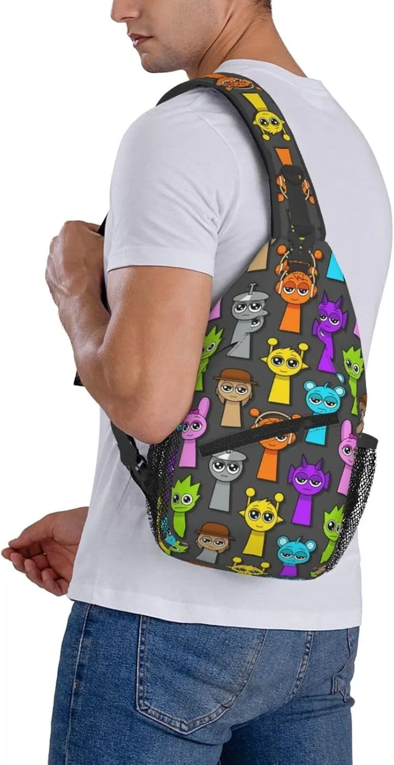 Sprunki Sling Backpack Chest Bag Crossbody Shoulder Bag,Travel Hiking Daypack For Men Women Camping Gym