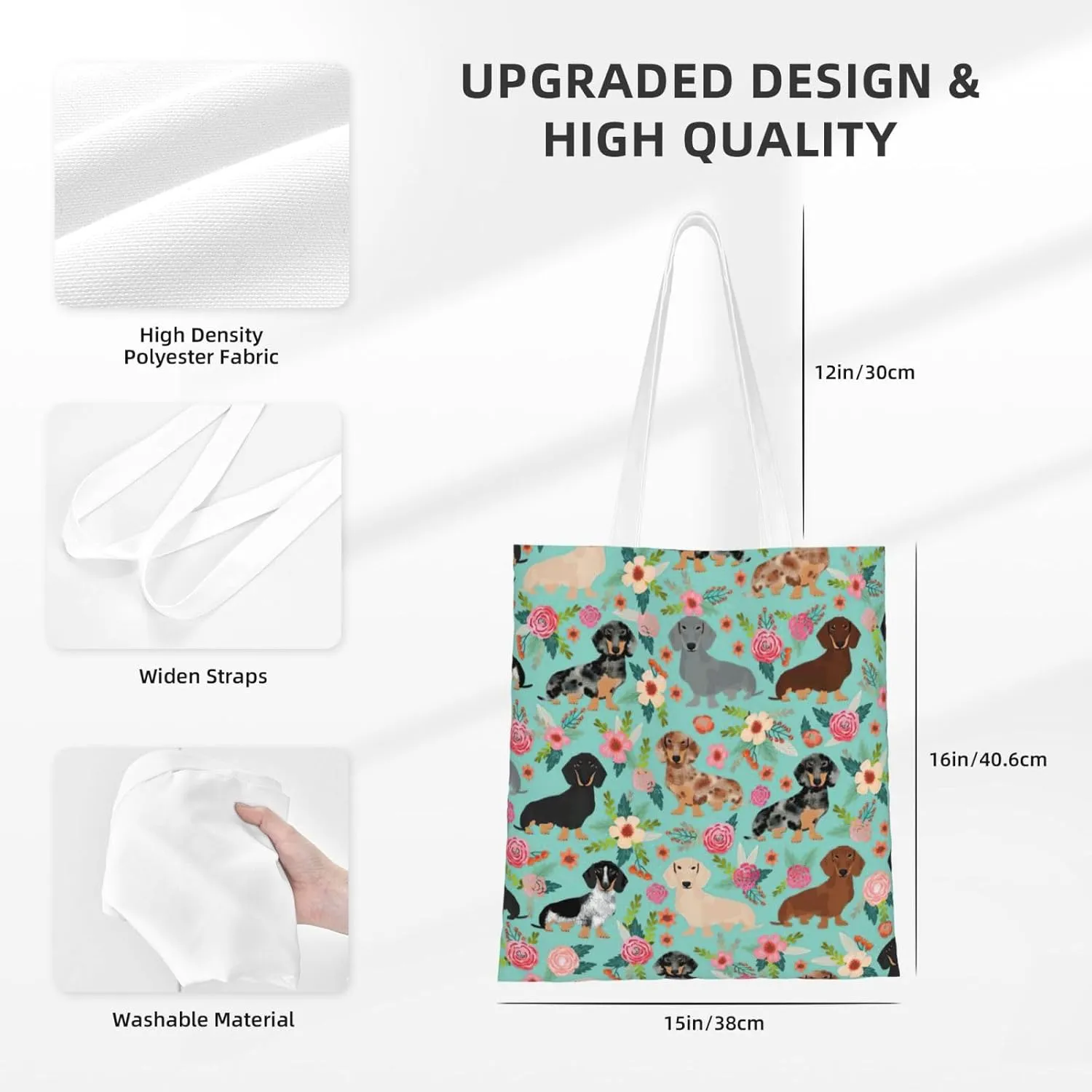 SSIMOO Dog Floral Fashion Canvas Tote Bag-Personalized Handbag,Multifunctional Bag,Elegant And Minimalist