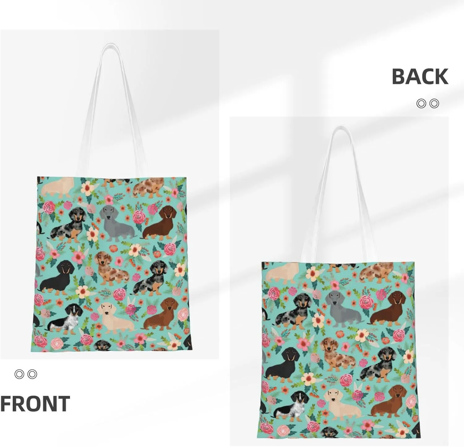 SSIMOO Dog Floral Fashion Canvas Tote Bag-Personalized Handbag,Multifunctional Bag,Elegant And Minimalist
