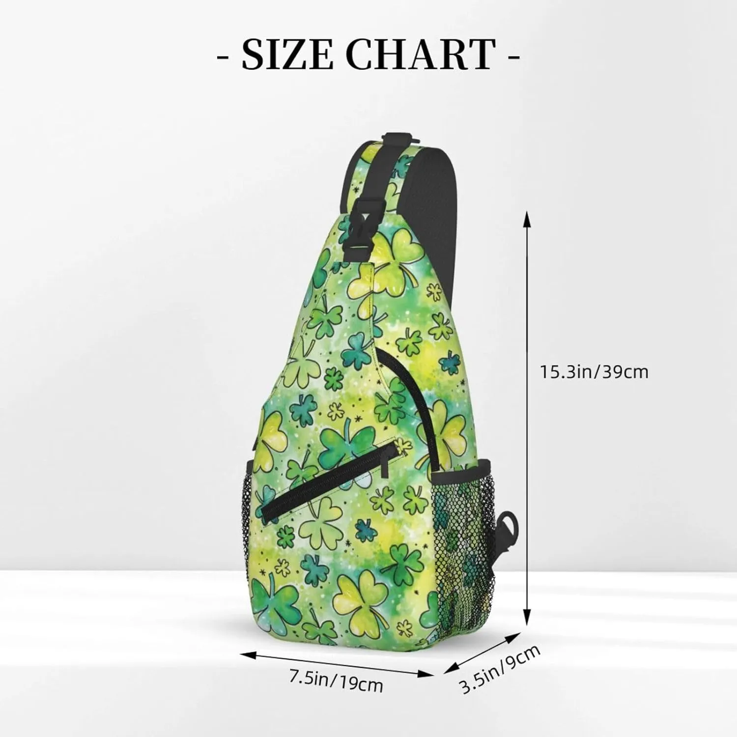 St Patricks Day Shamrock Sling Bag For Women Men Adjustable Crossbody Chest Bag Irish Clover Shoulder Bag Sling Backpack Green Daypack For Sport Travel Hiking