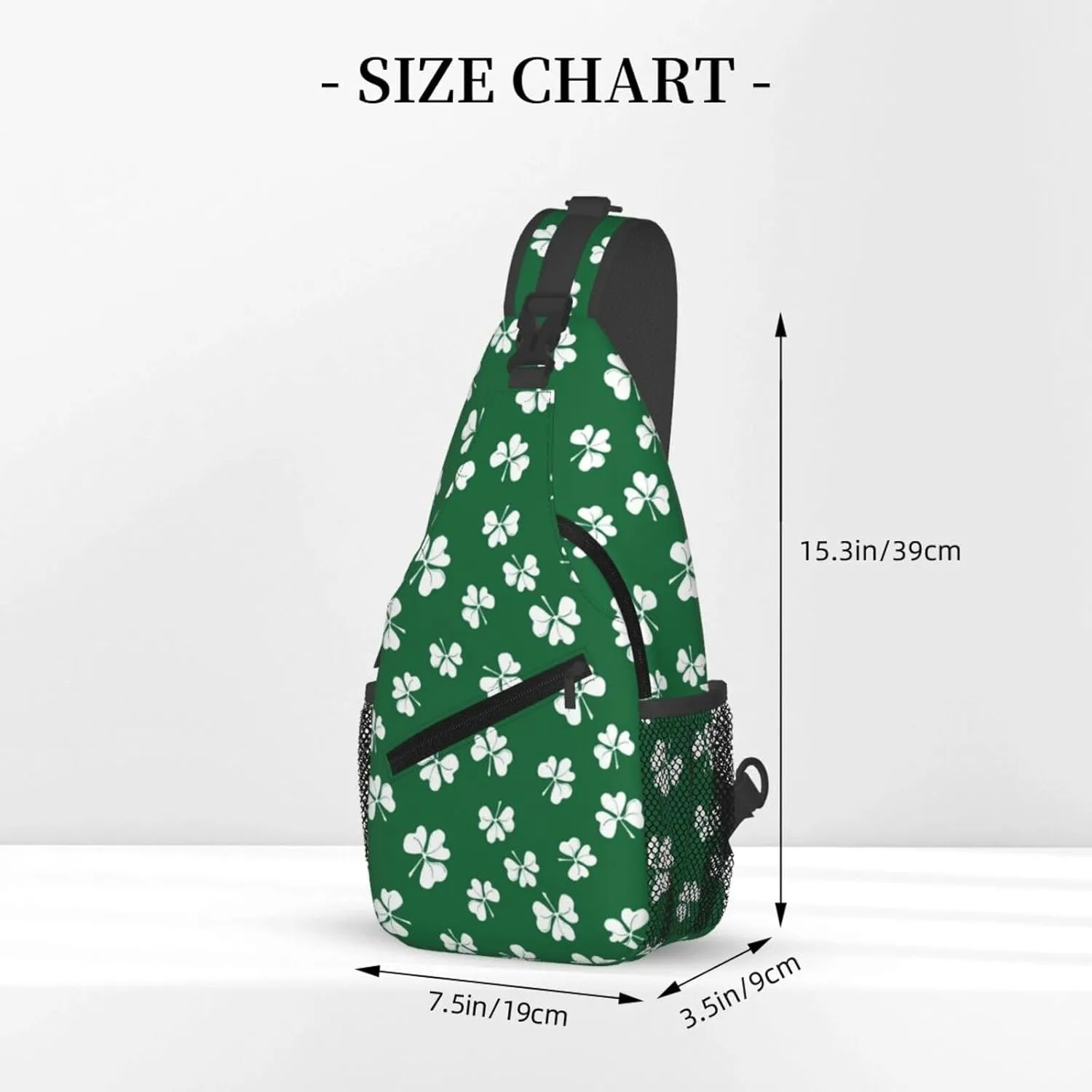 St Patricks Day Shamrock Sling Bag For Women Men Adjustable Crossbody Chest Bag Irish Clover Shoulder Bag Sling Backpack Green Daypack For Sport Travel Hiking