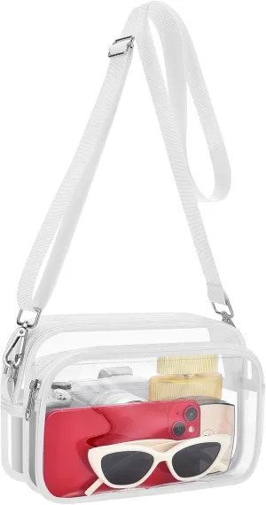 Stadium Approved Clear Bag with Front Pocket - Messenger Bag for Sports, Concerts