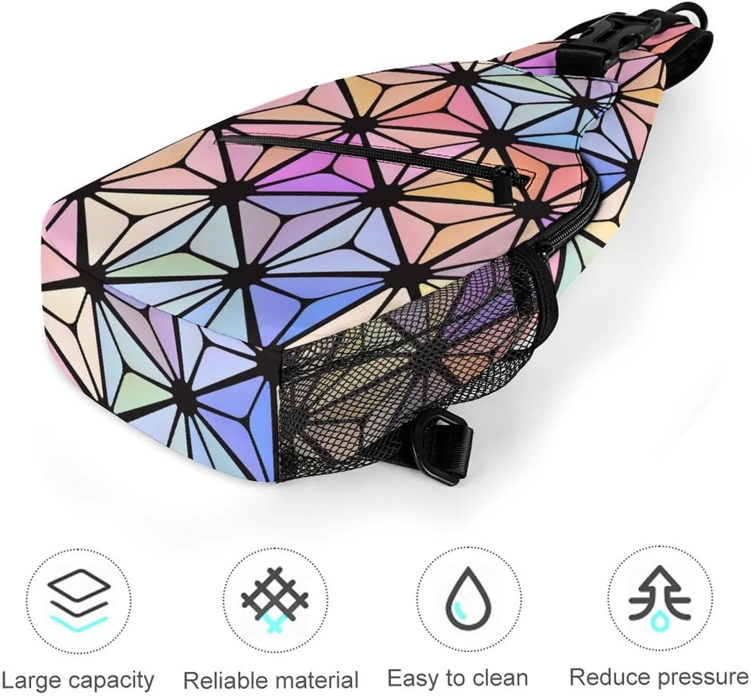 Stained-glass-texture Crossbody Sling Bag for Women Men Travel Chest Bag, Cycling Shoulder Backpack
