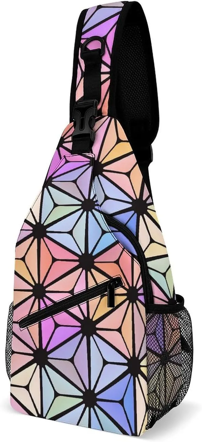Stained-glass-texture Crossbody Sling Bag for Women Men Travel Chest Bag, Cycling Shoulder Backpack