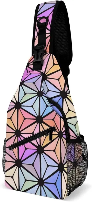 Stained-glass-texture Crossbody Sling Bag for Women Men Travel Chest Bag, Cycling Shoulder Backpack