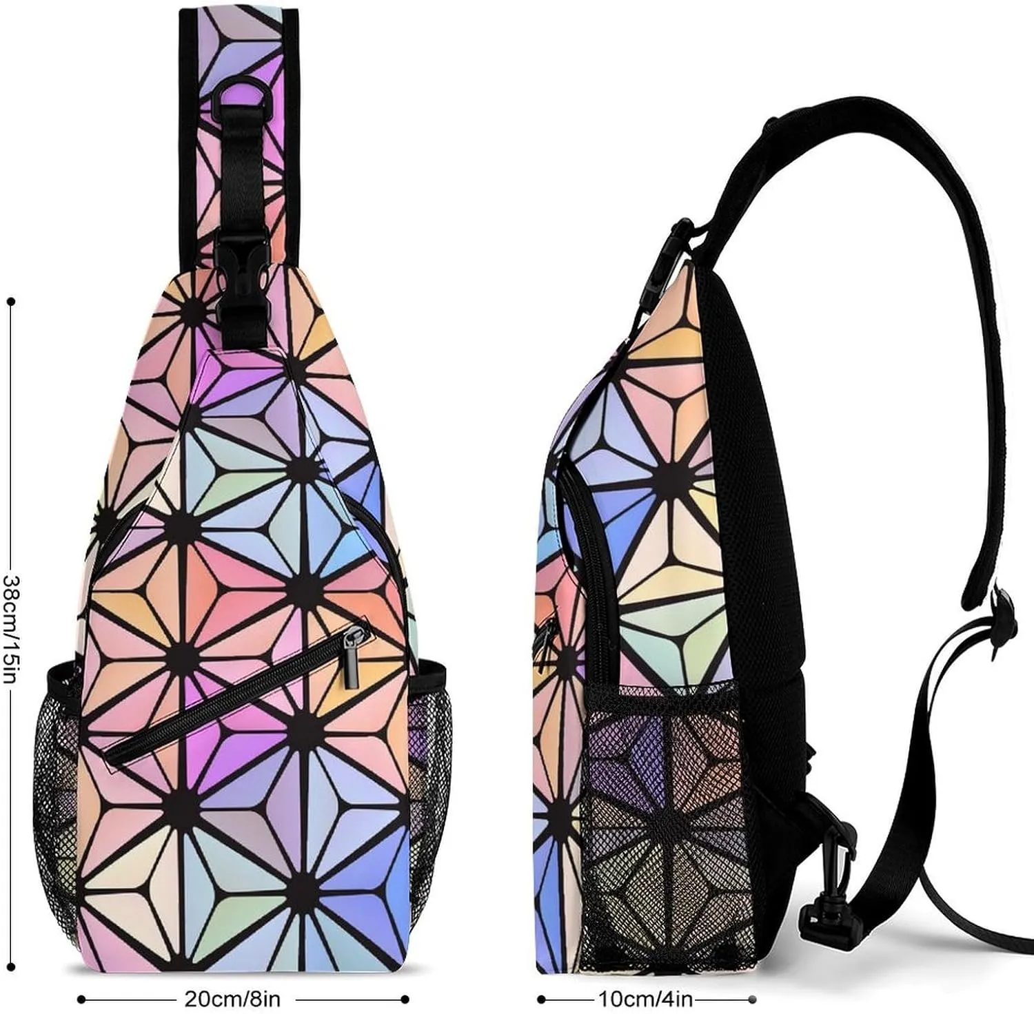 Stained-glass-texture Crossbody Sling Bag for Women Men Travel Chest Bag, Cycling Shoulder Backpack